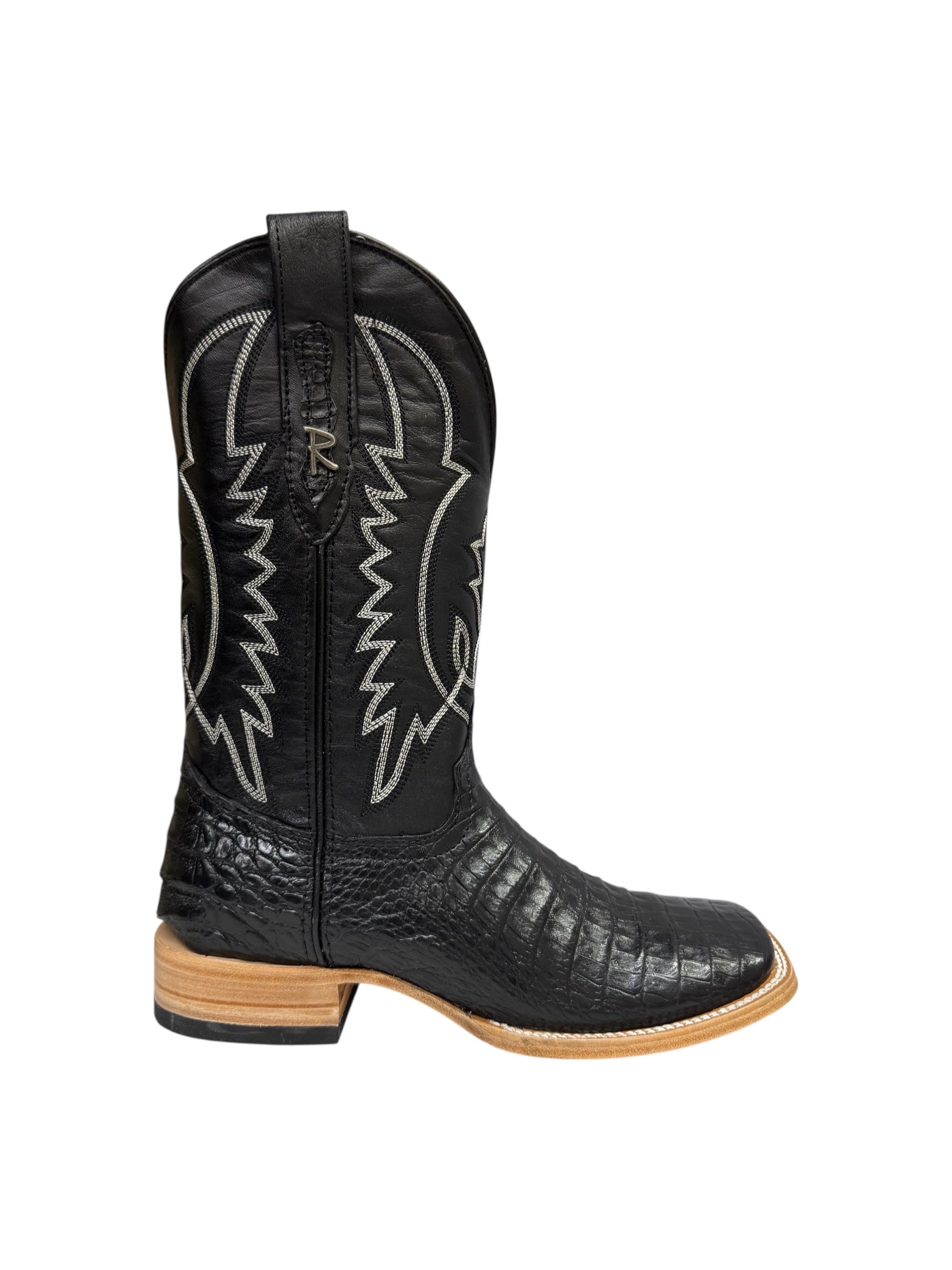 Ranchers Caiman Belly Black Square Toe Cowboy Boot