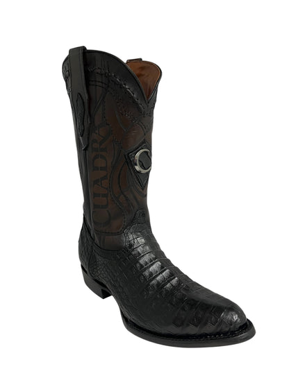 Cuadra Caiman Belly Plunge Black Round Toe - CU422