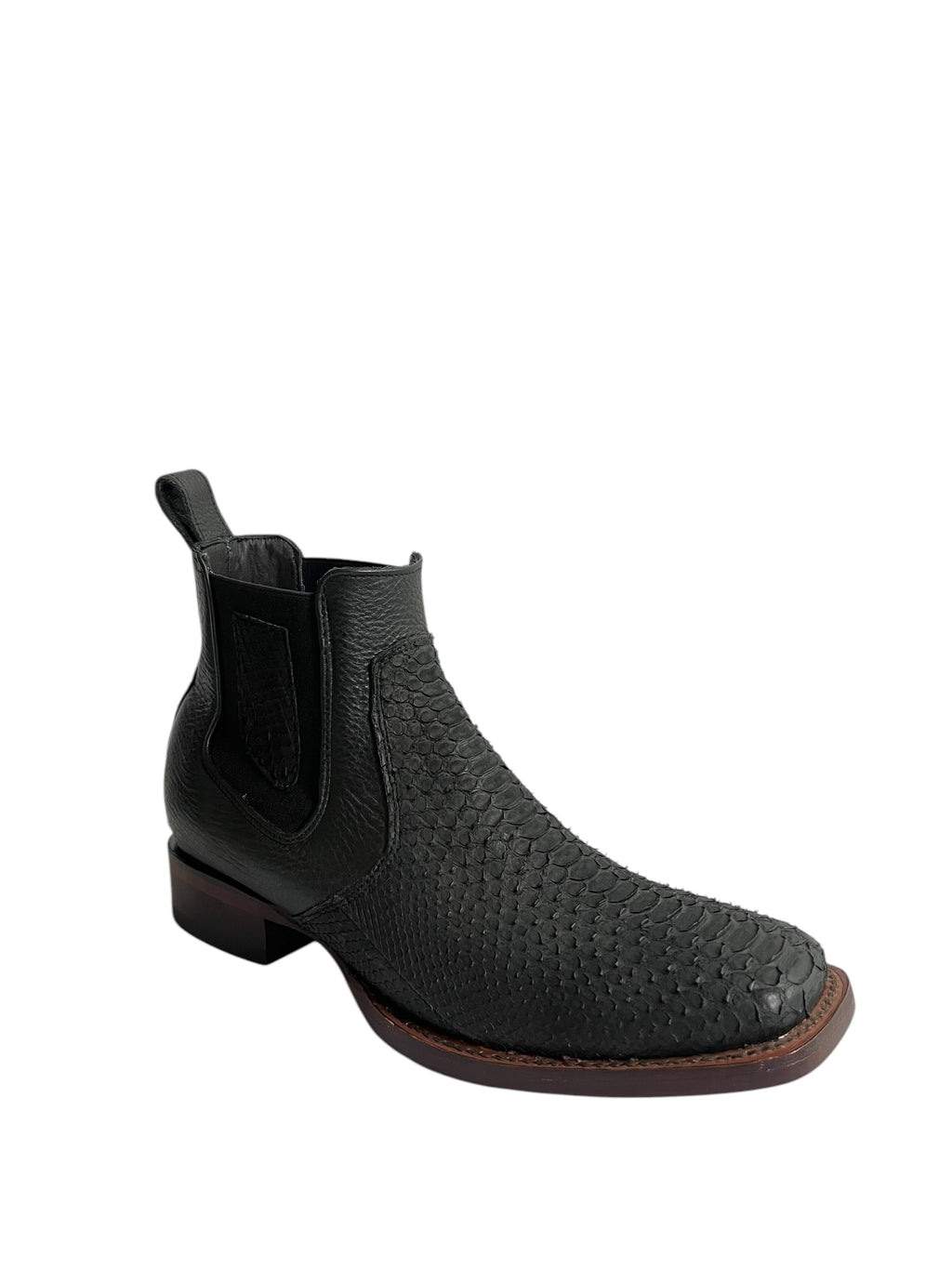 Los Altos Ankle Boot Square Toe Python Nobuck Black - 82BVN5705