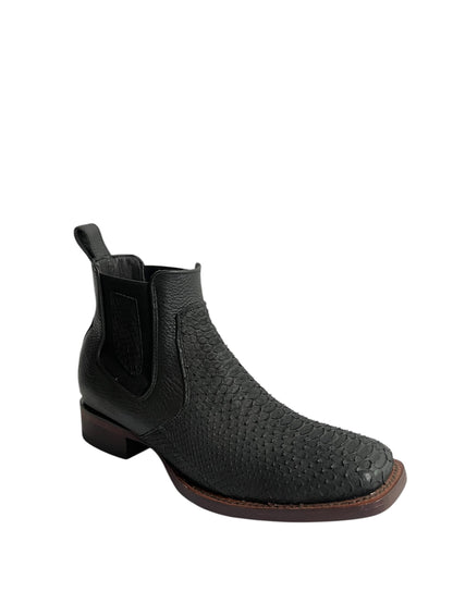 Los Altos Ankle Boot Square Toe Python Nobuck Black - 82BVN5705