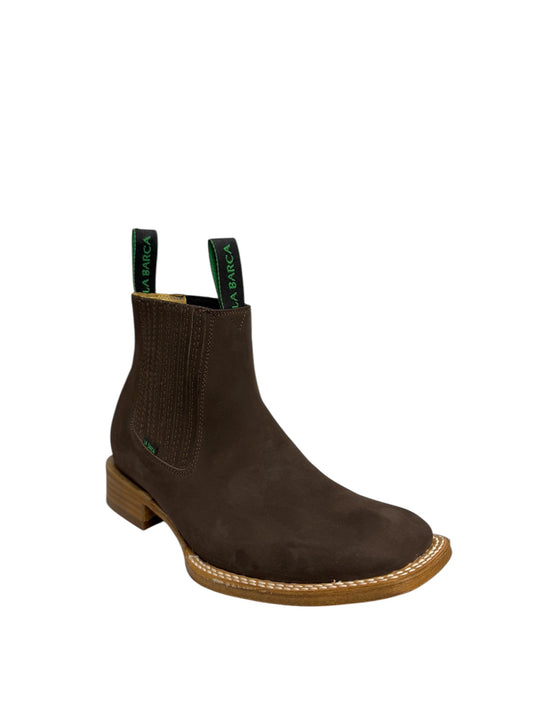 La Barca Square Toe Nobuck Chocolate Ankle Boot - 935