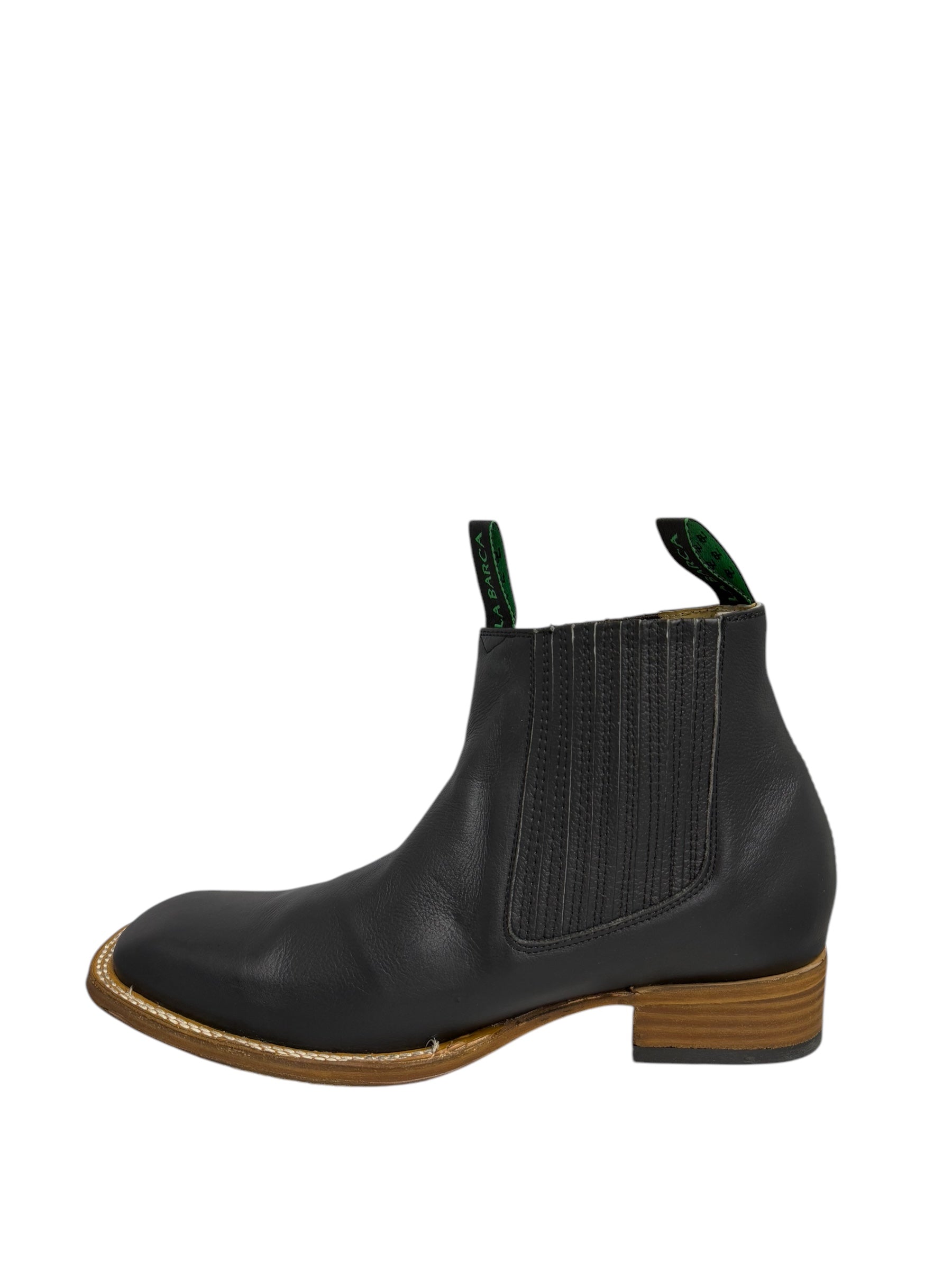 La Barca Square Toe Black Semi-Aniline Leather Ankle Boot - 935