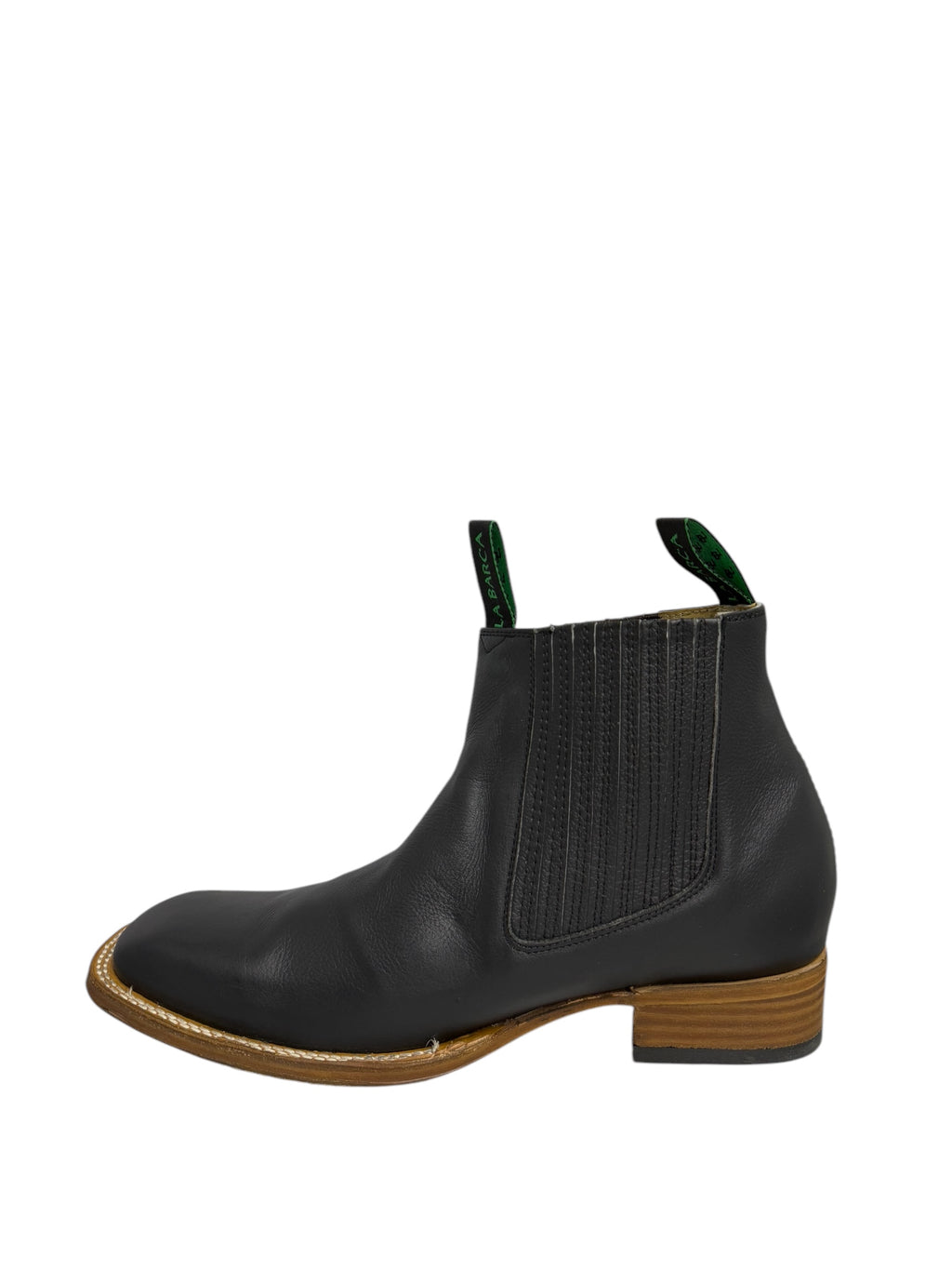 La Barca Square Toe Black Semi-Aniline Leather Ankle Boot - 935