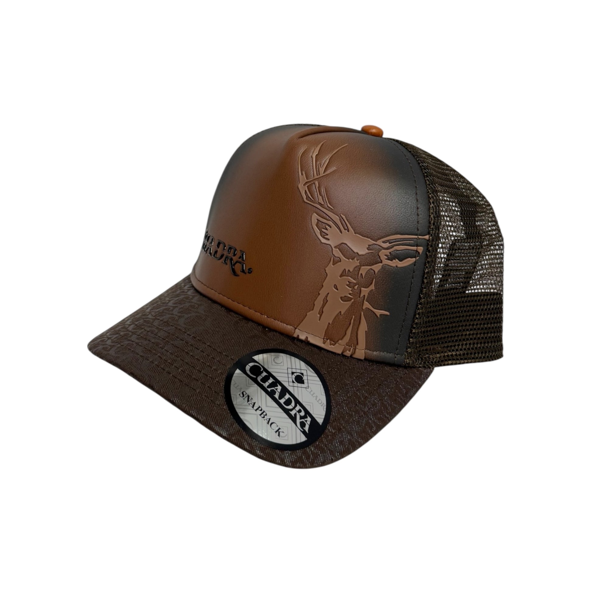 Cuadra Men's Cap Brown Deer Patch Leather Cap - CC122