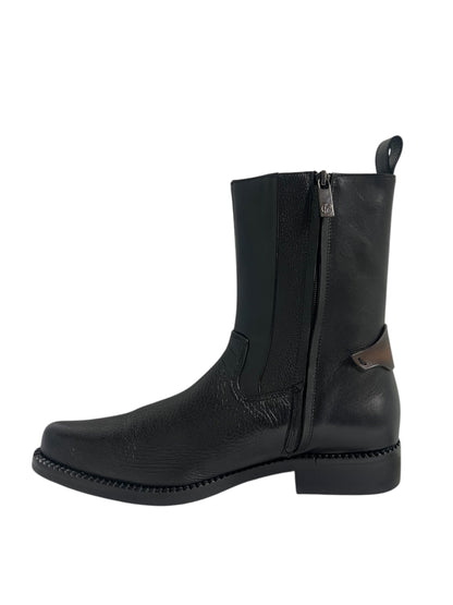 Franco Cuadra Ankle Boot Black Deer Zipper Round Toe - FC659