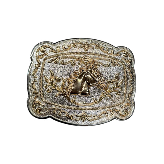 Horse Wetsern Belt Buckle Silver And Gold HC-18