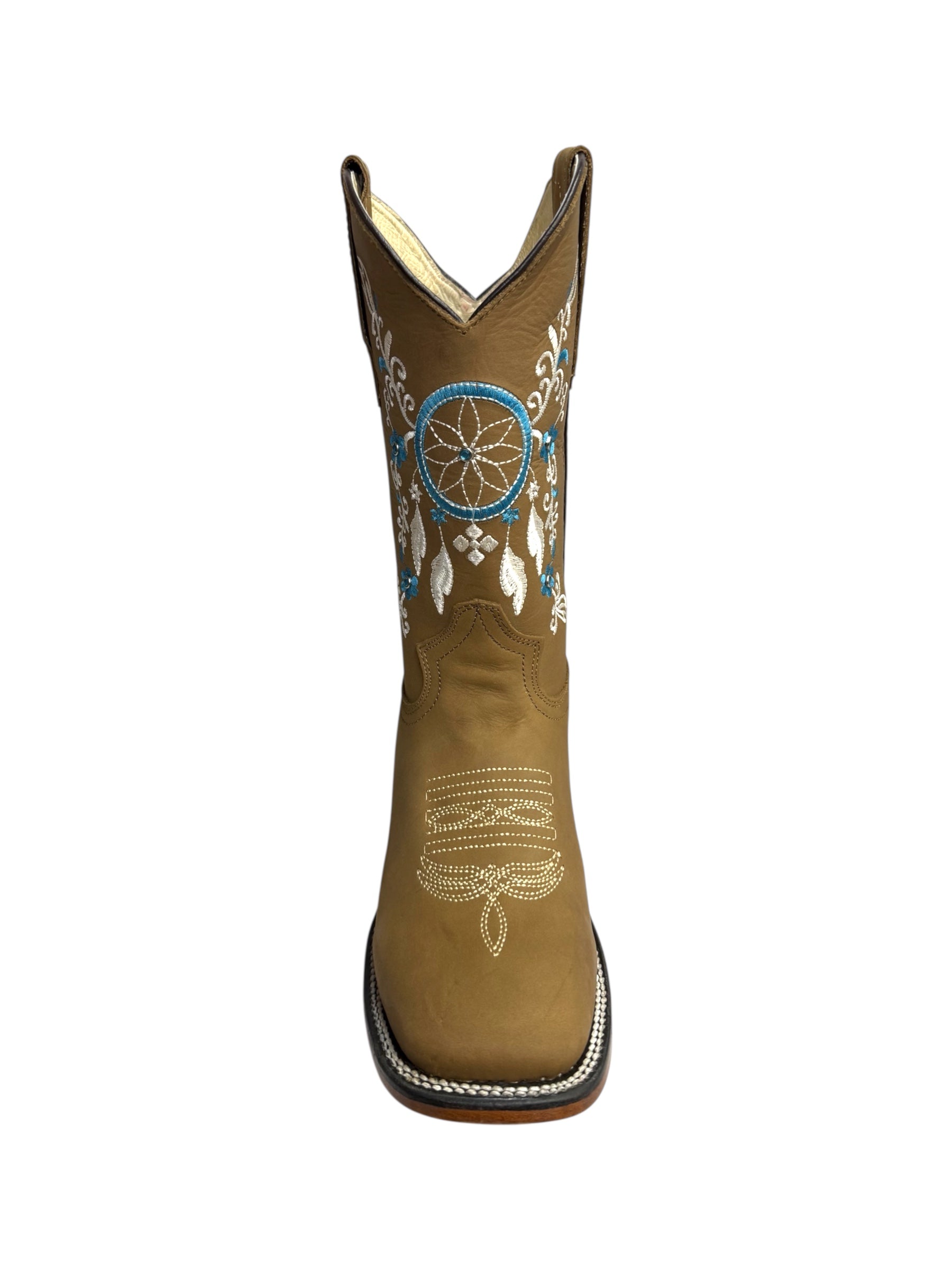 Potrillo Aztec Embroidery Ocre Square Toe Womens Boot - 434