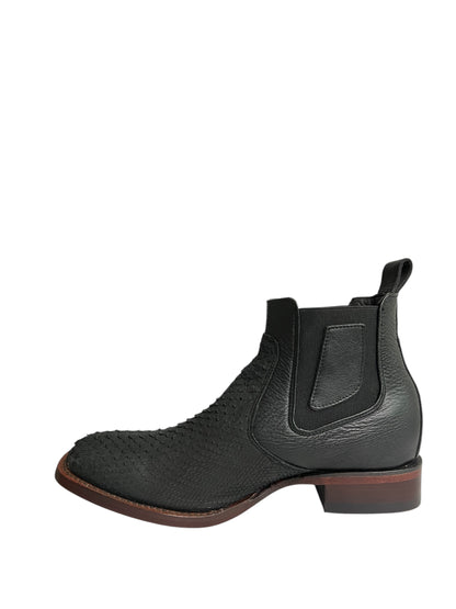 Los Altos Ankle Boot Square Toe Python Nobuck Black - 82BVN5705