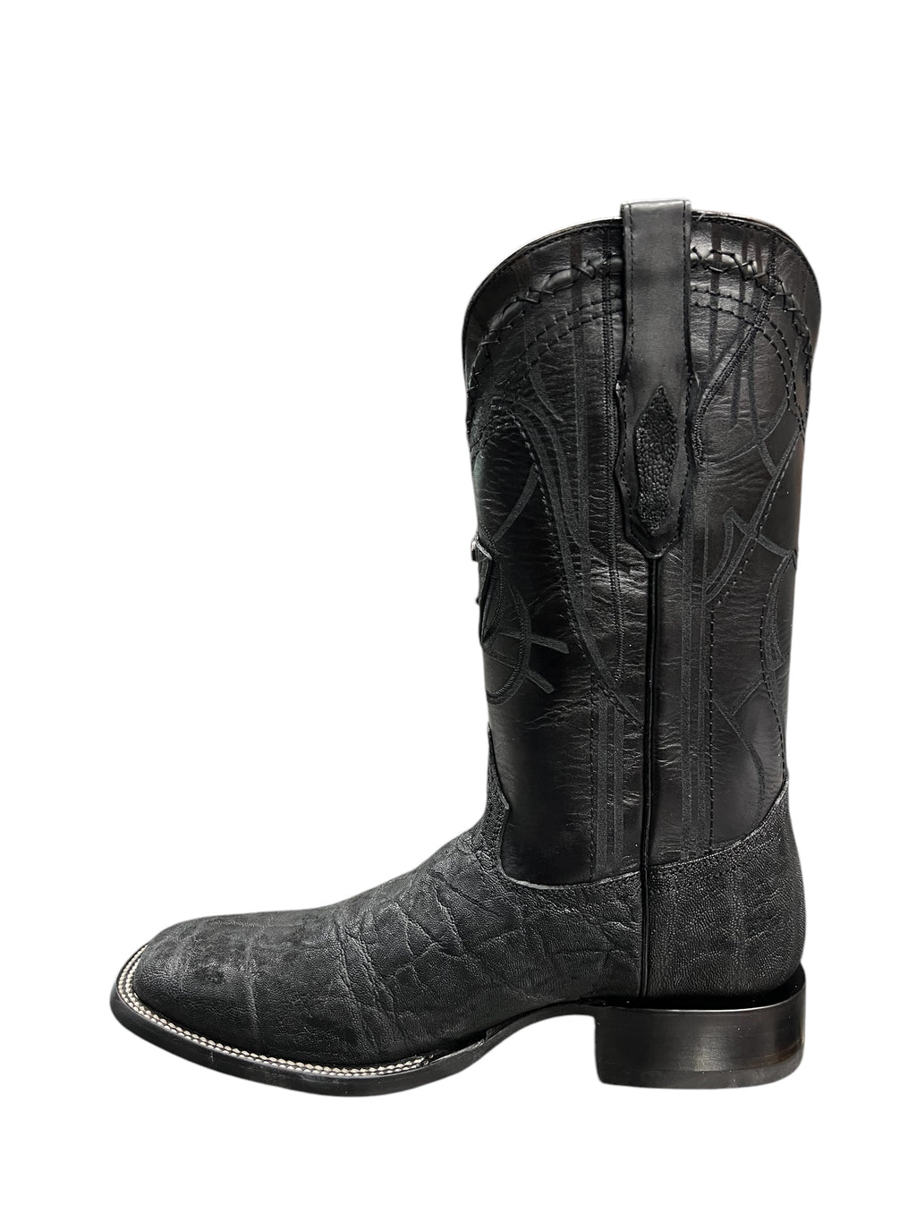 Cuadra Black Elephant Laser & Embroidery Square Toe - CU847