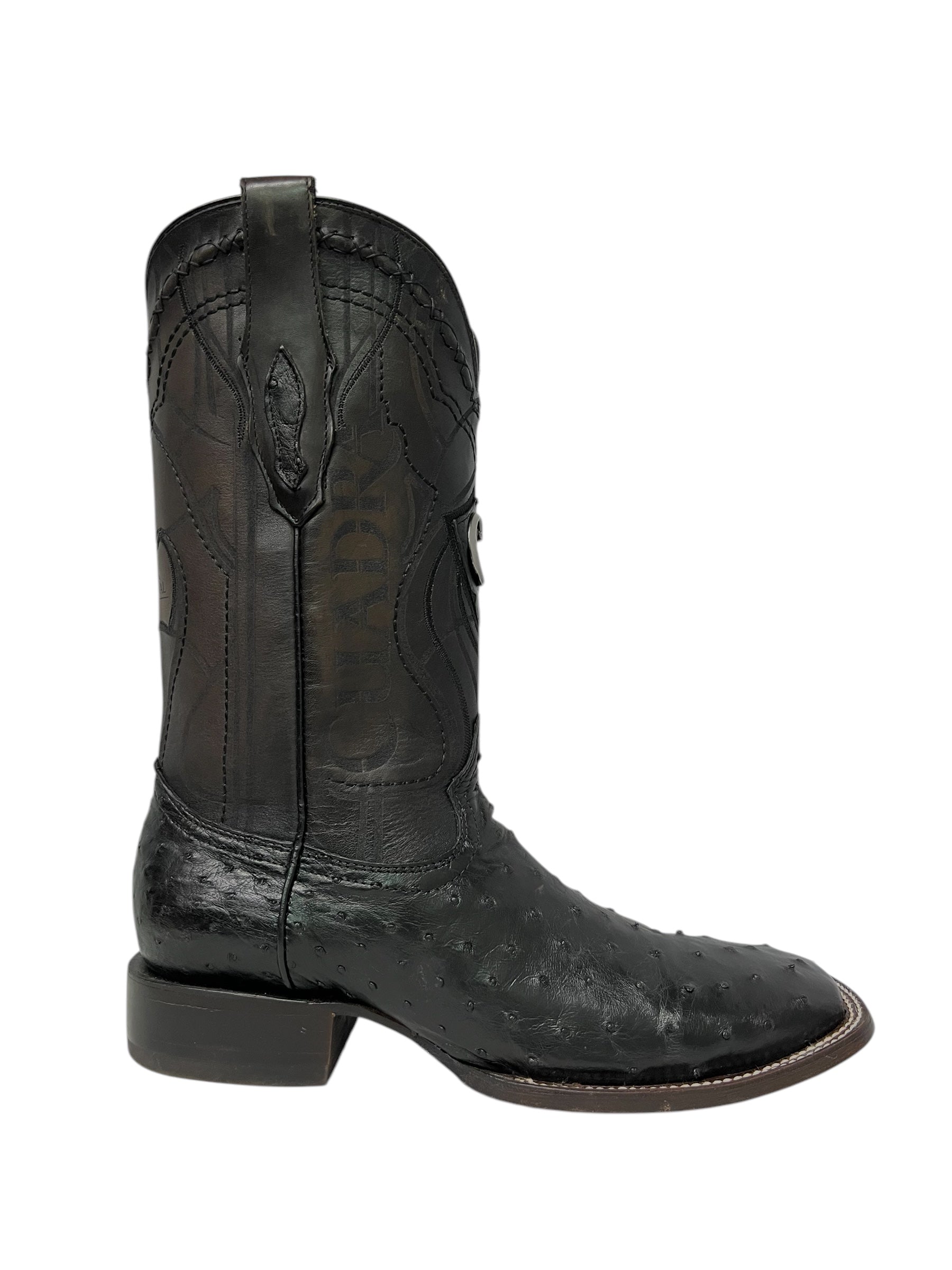 Cuadra Square Toe Black Ostrich - CU662