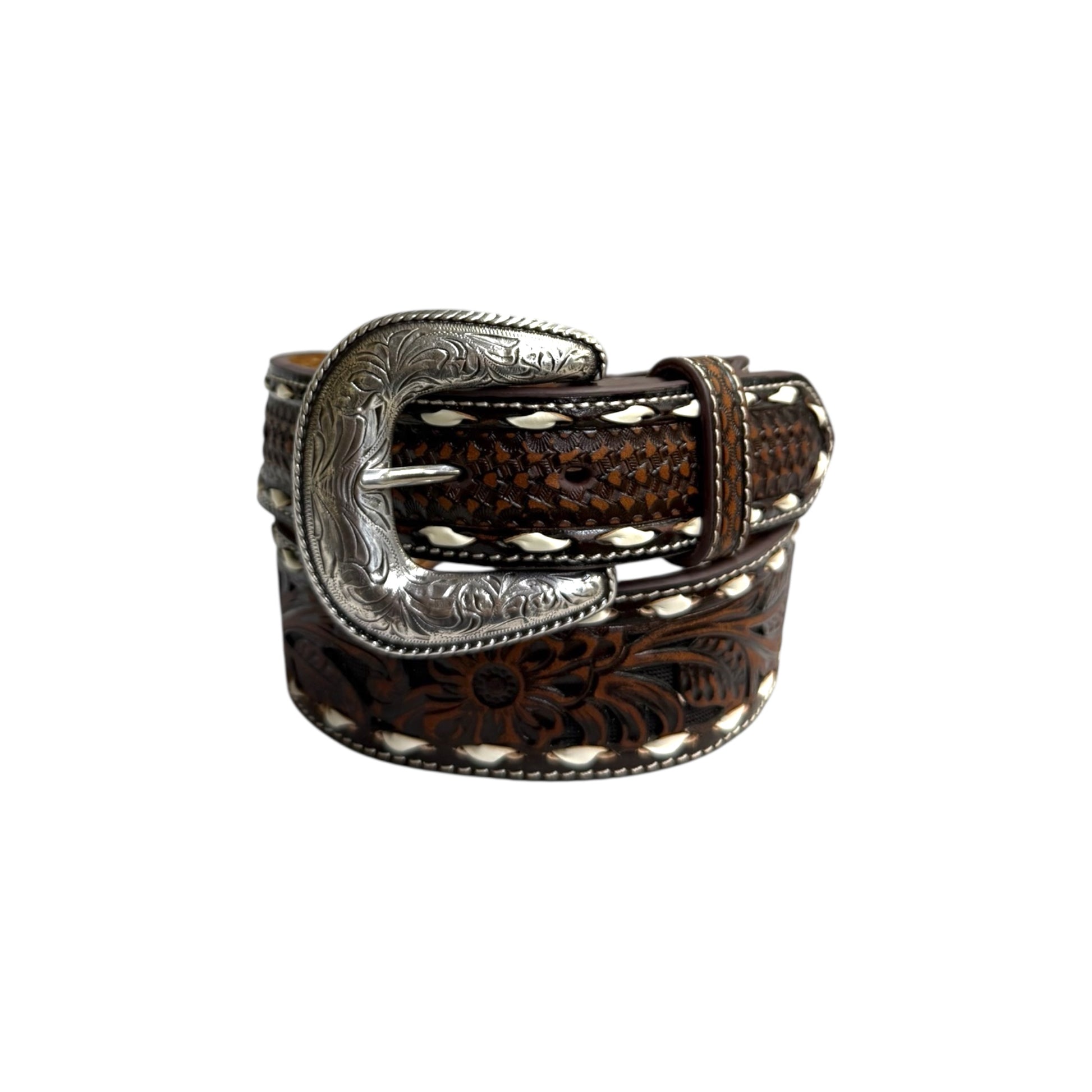 Ariat Brown Floral Embossed Leather Belt
