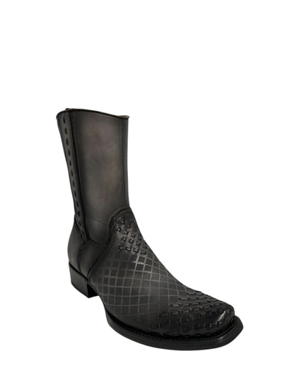 Cuadra Black Laser & Woven Narrow Square Toe - CU498