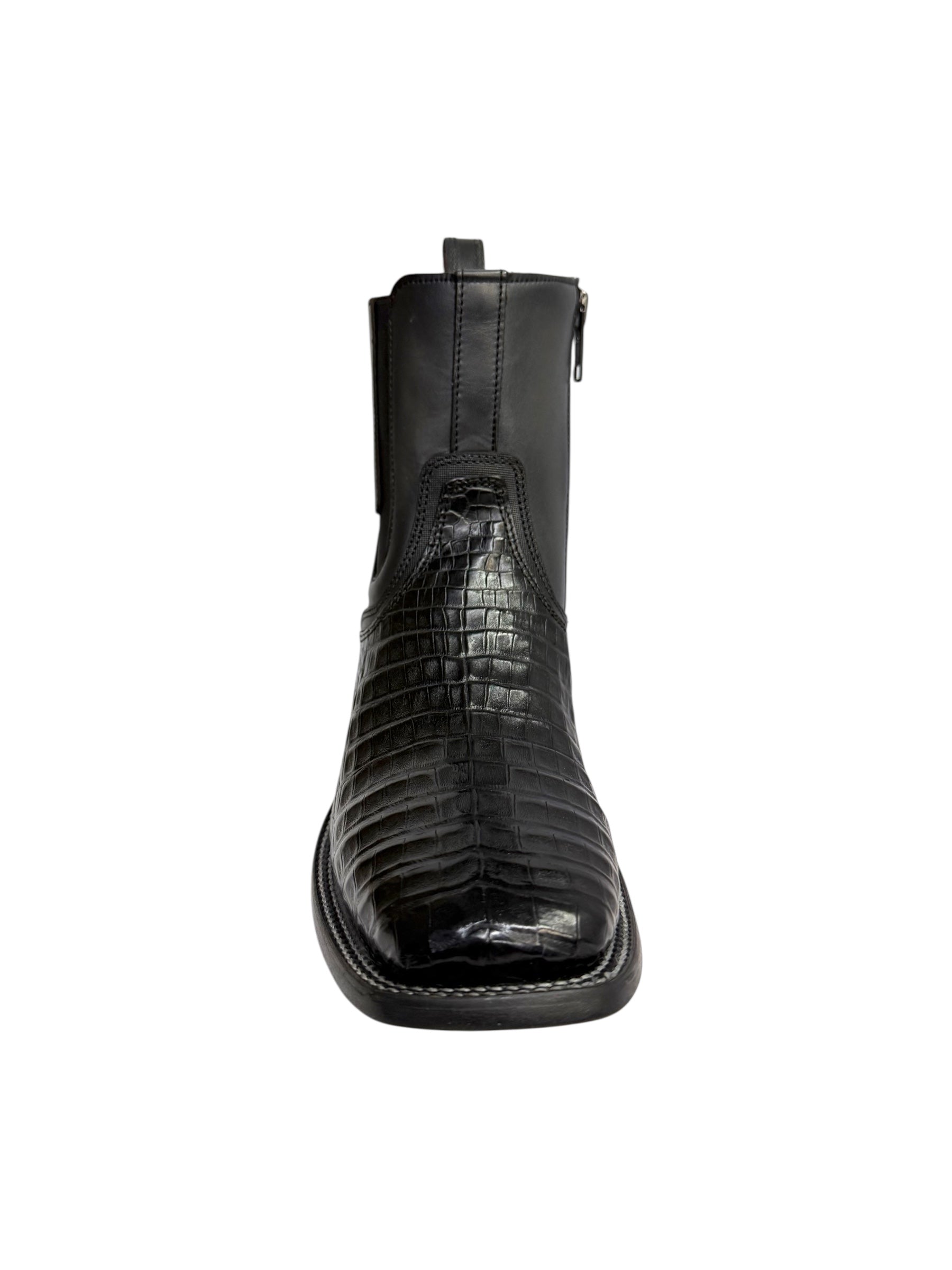 Cuadra Caiman Belly Black Zipper & Elastic Ankle Boot - CU891
