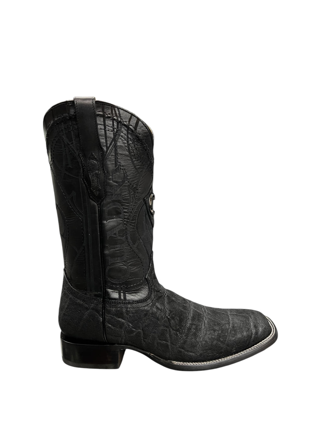 Cuadra Black Elephant Laser & Embroidery Square Toe - CU847
