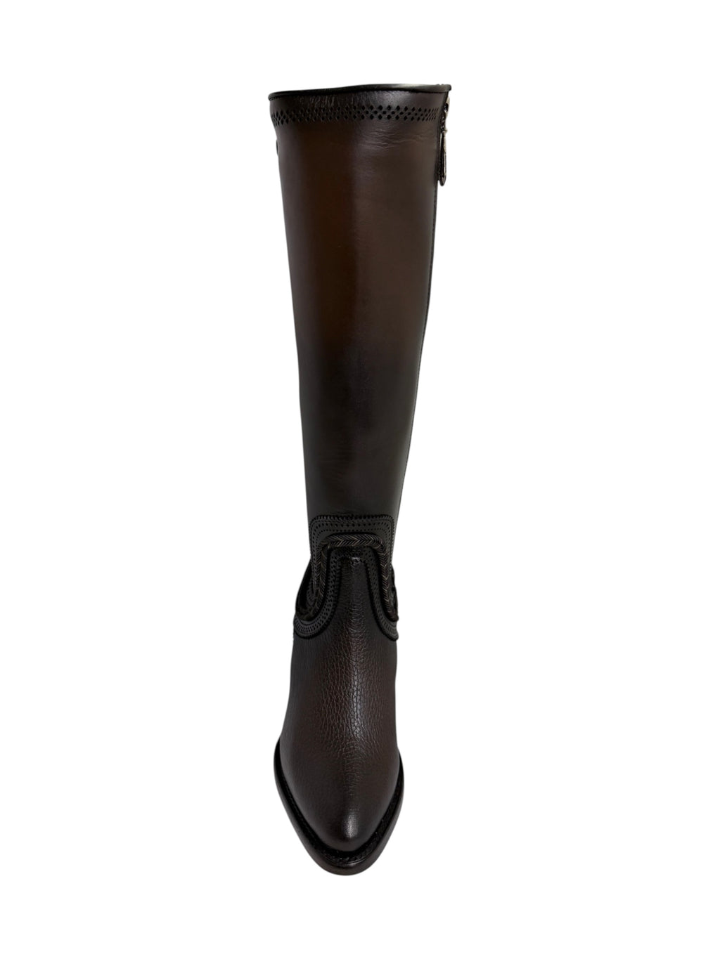 Cuadra Women's Tall Boot Flame Chocolate Zipper & Elastic Round Toe - CU885