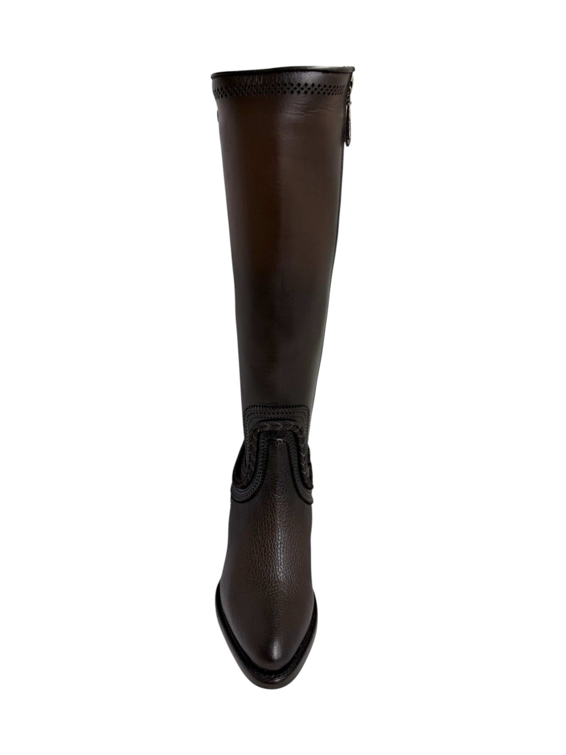 Cuadra Women's Tall Boot Flame Chocolate Zipper & Elastic Round Toe - CU885
