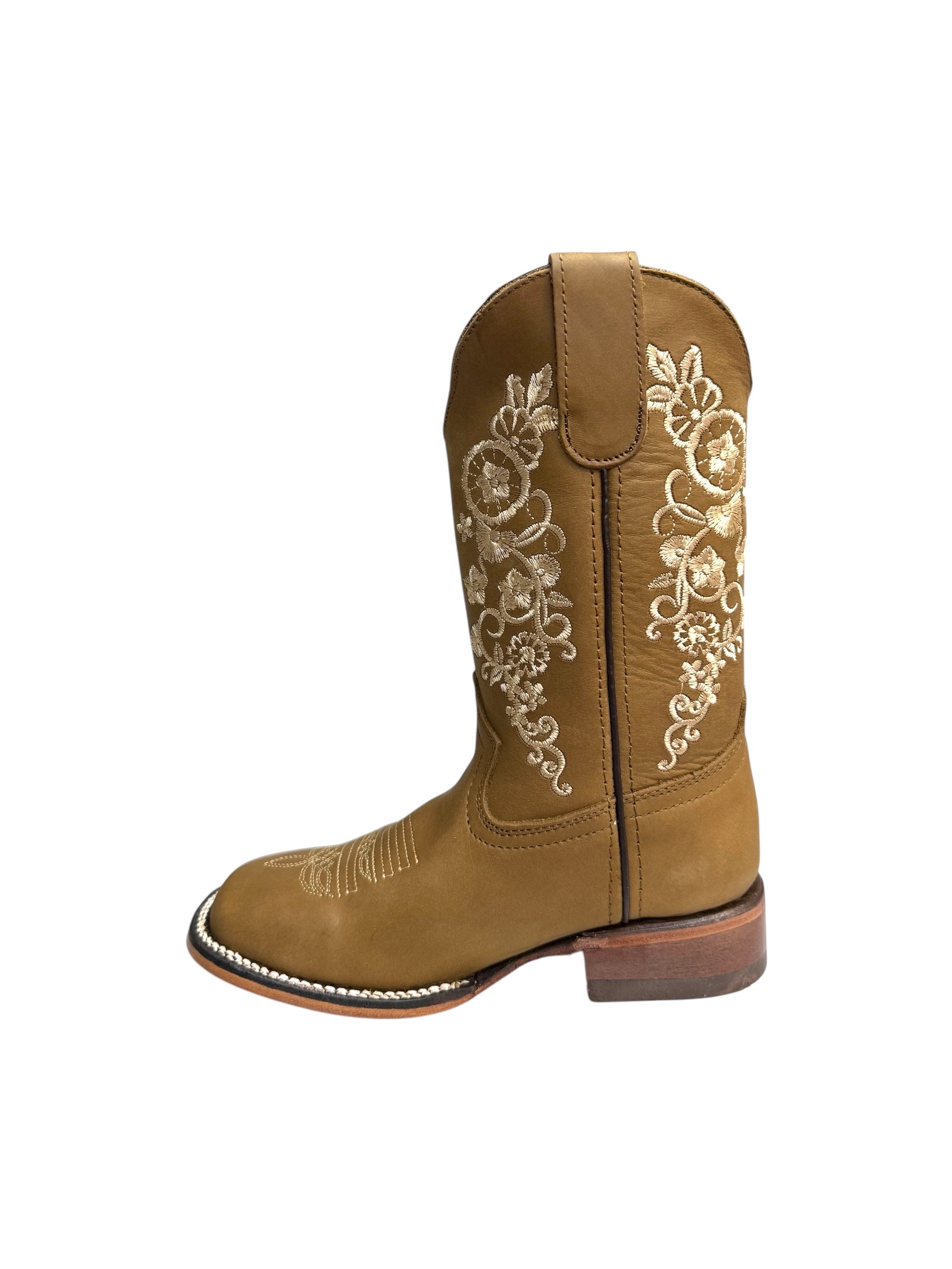 Potrillo Embroidered Ocre Square Toe Womens Boots - 413