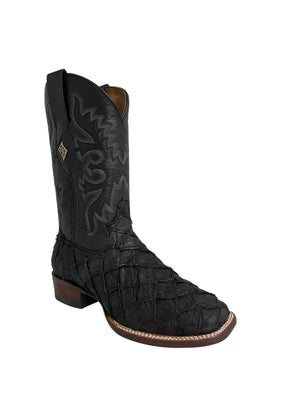 Red Diamond Pirarucu Black Square Toe