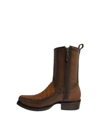 Cuadra Ostrich Moroni Chestnut Narrow Square Toe - CU804