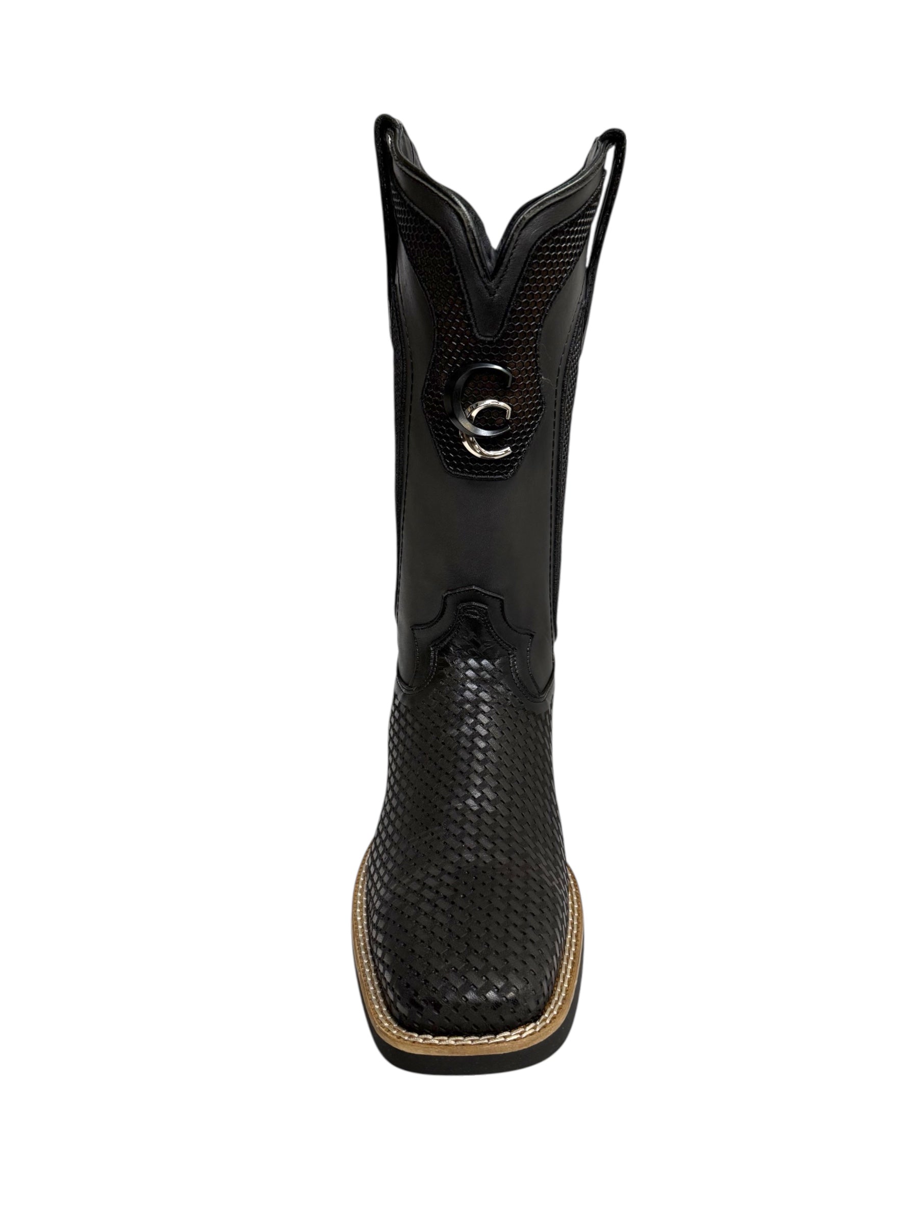 Cuadra FlexRider Oxford Black Embriodery & Laser Square Toe Boot - CU985