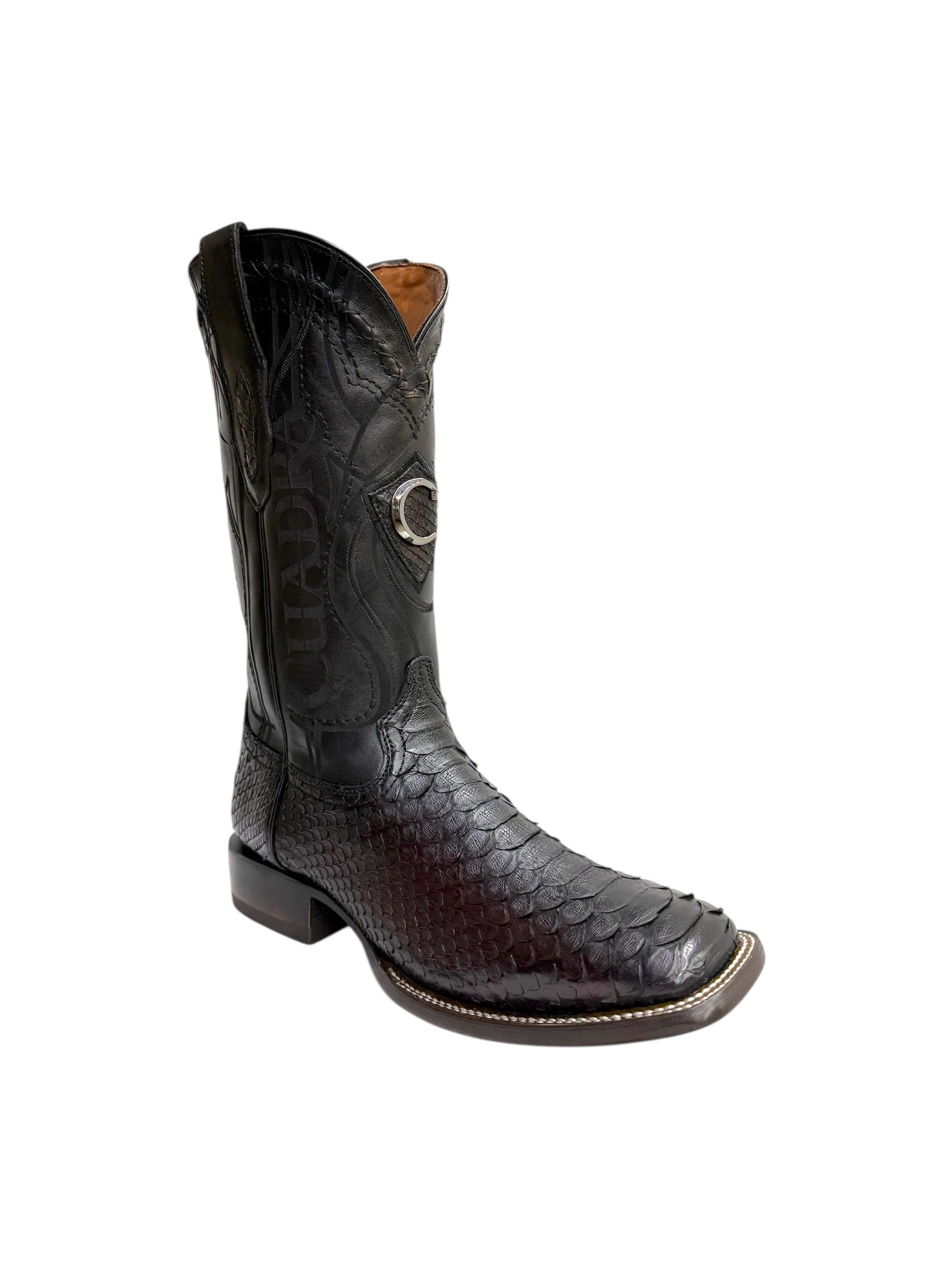 Cuadra Python Lisboa BlackCherry Square Toe Exotic Boot - CU746