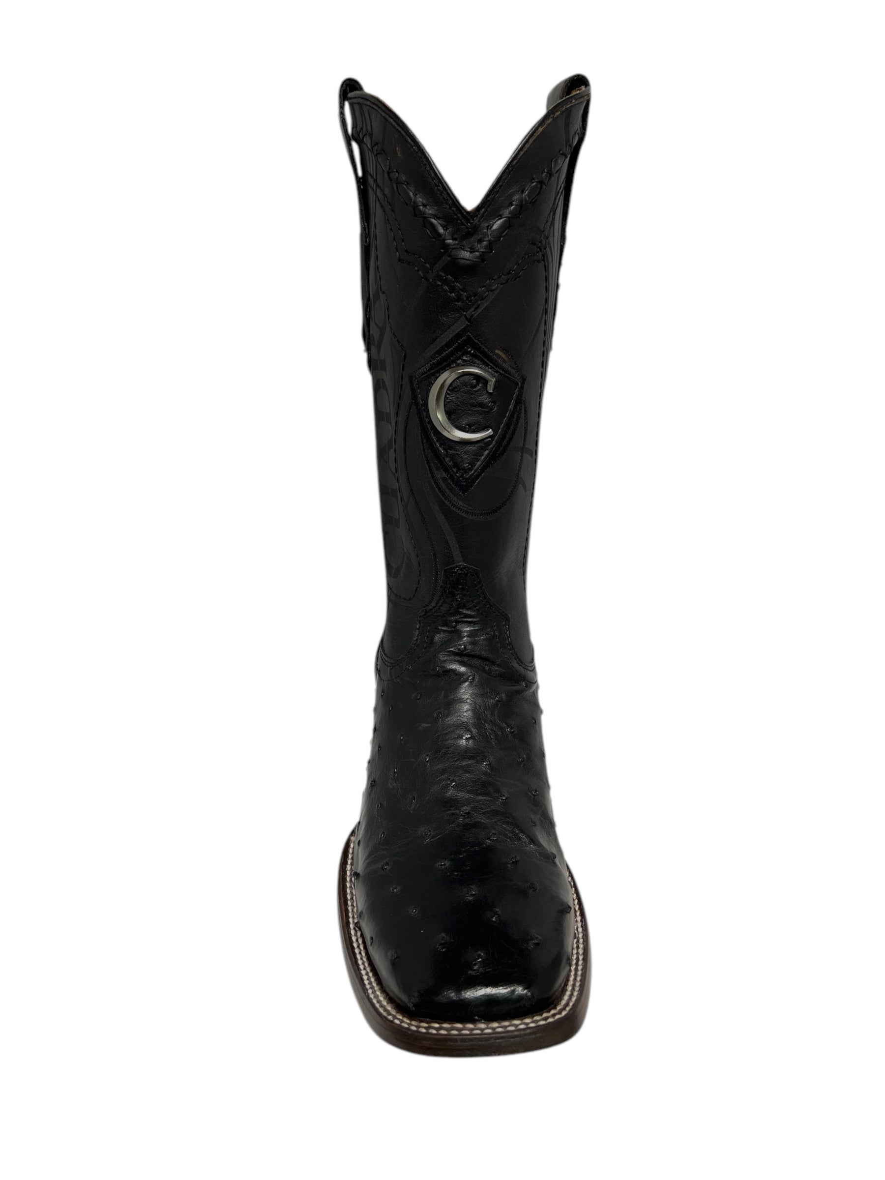 Cuadra Square Toe Black Ostrich - CU662