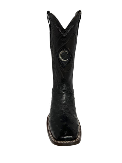 Cuadra Square Toe Black Ostrich - CU662