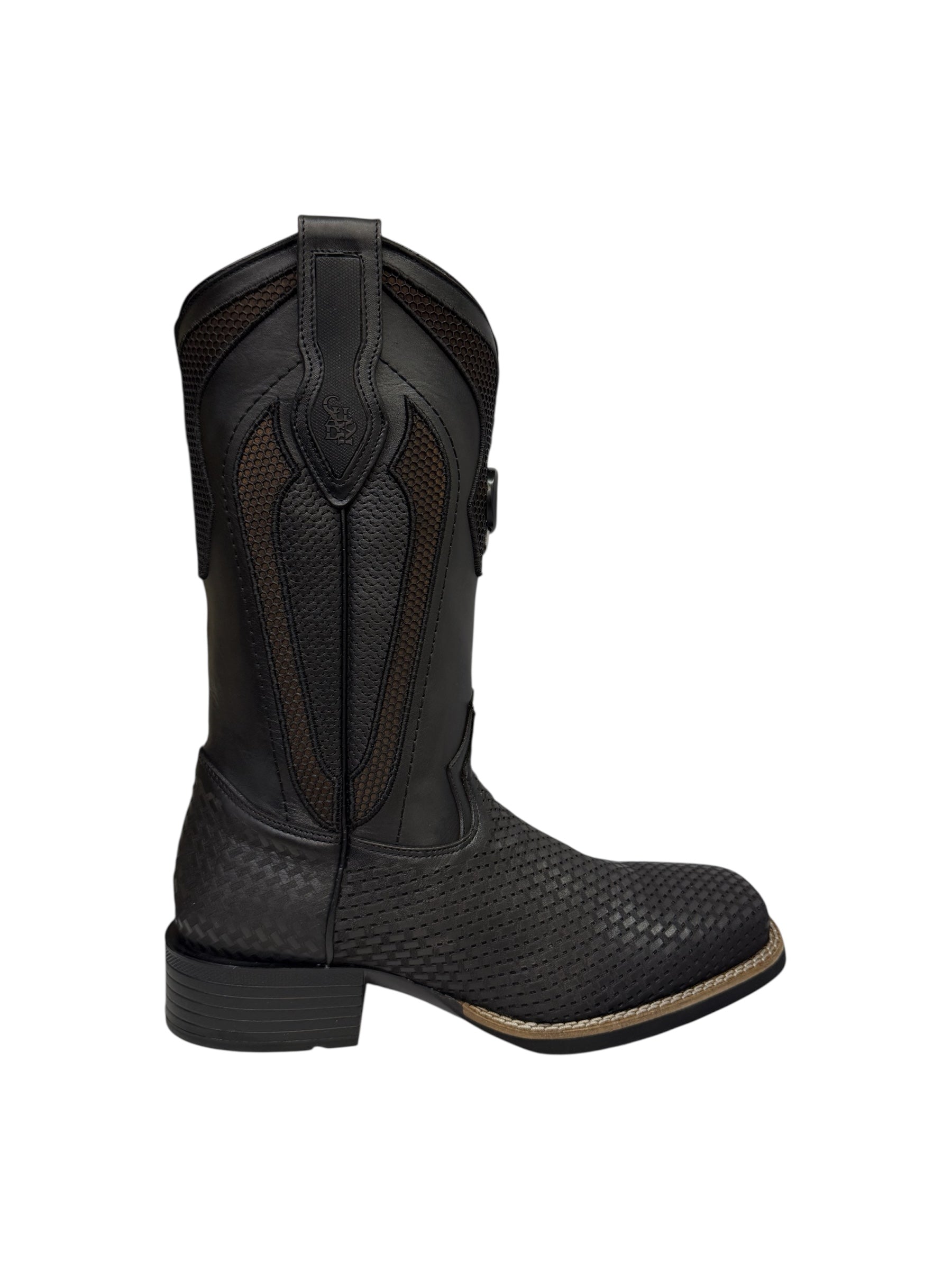 Cuadra FlexRider Oxford Black Embriodery & Laser Square Toe Boot - CU985