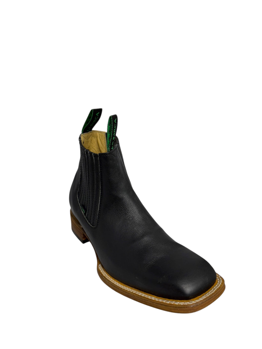 La Barca Square Toe Black Semi-Aniline Leather Ankle Boot - 935