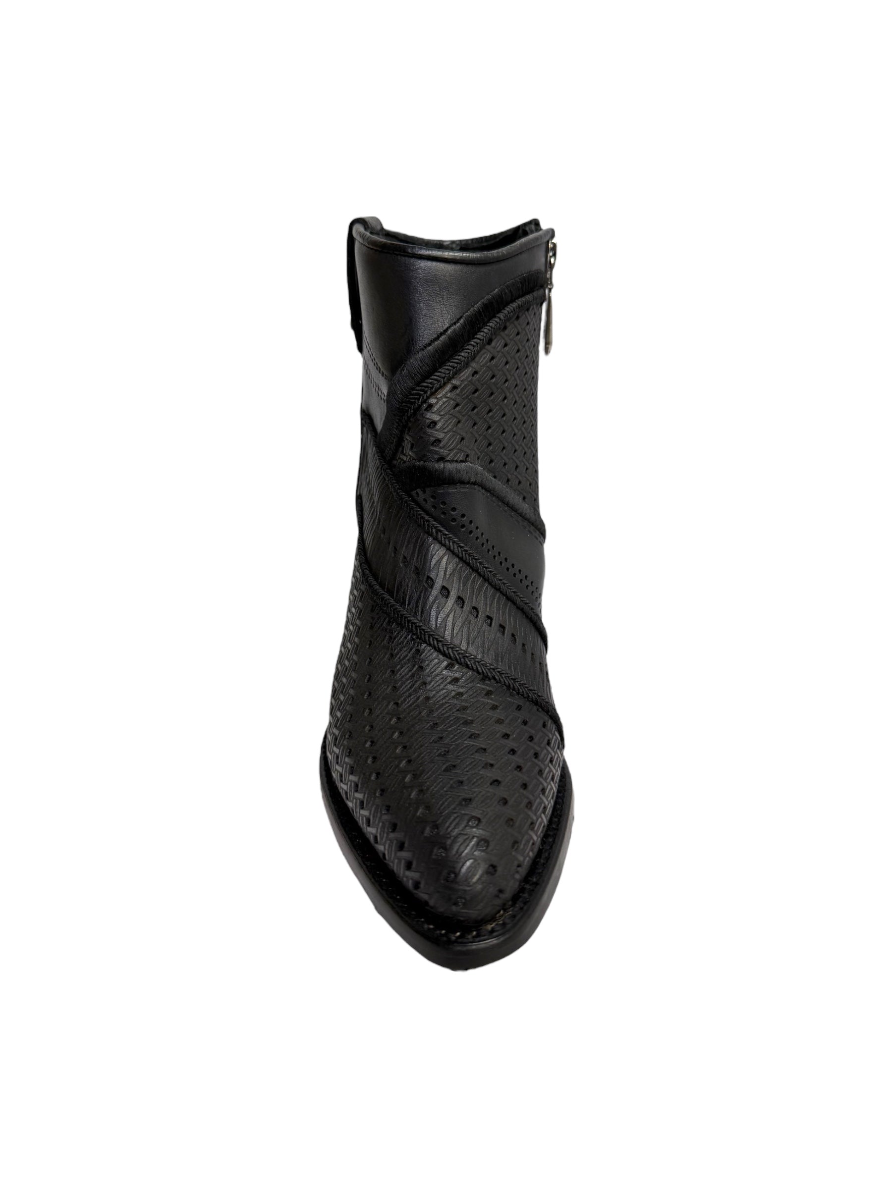 Cuadra Womens Ankle Boot Oxford Laser & Embroidery & Studs & Zipper - CU948
