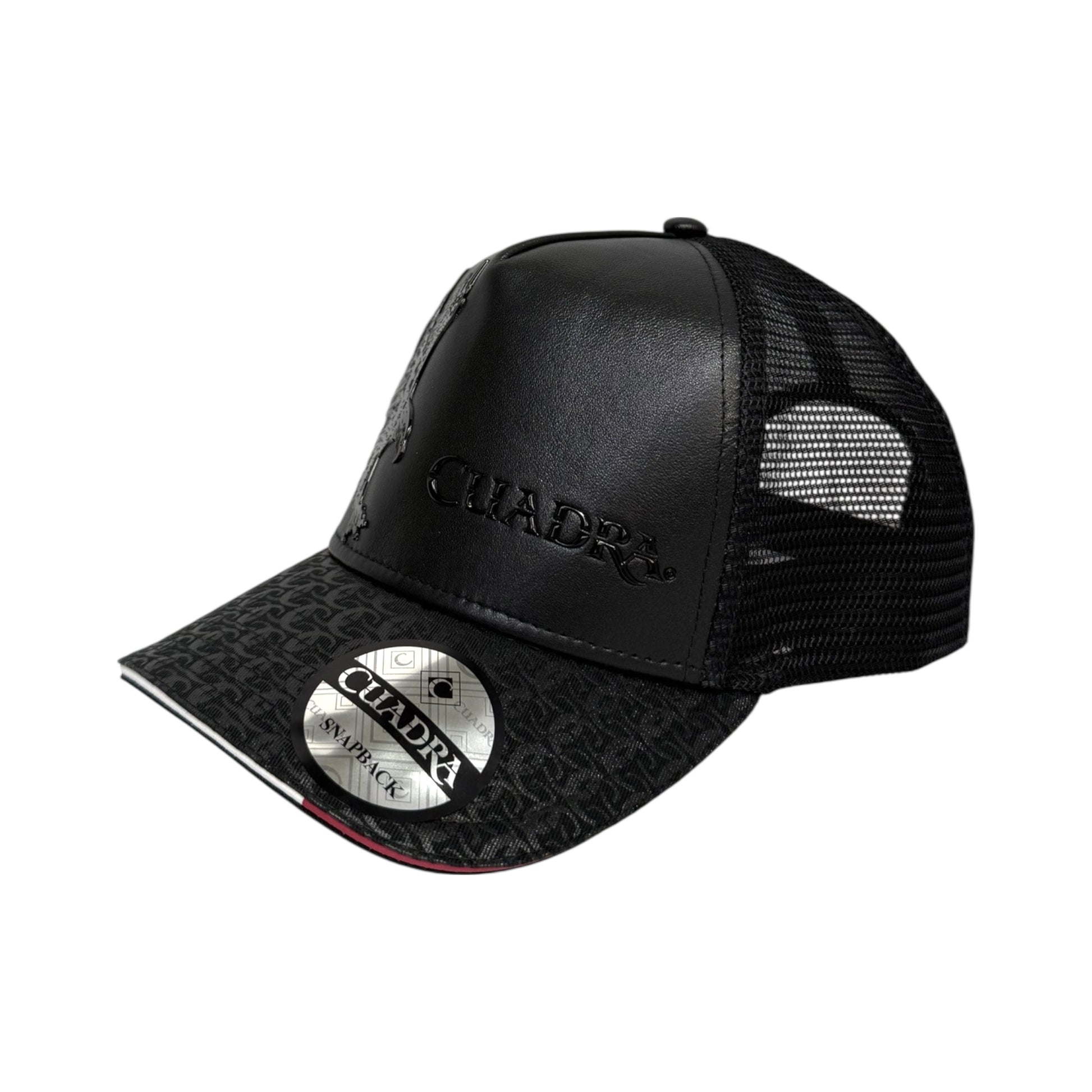 Cuadra Men's Eagle Black Leather Cap - CC123