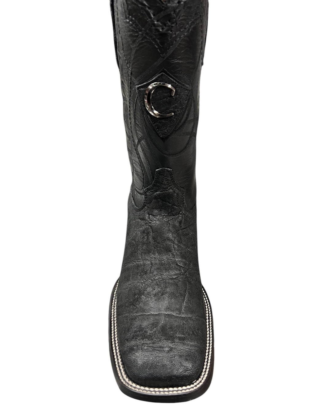 Cuadra Black Elephant Laser & Embroidery Square Toe - CU847