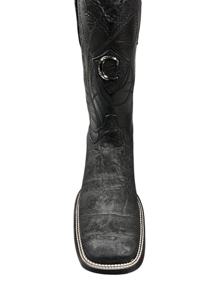 Cuadra Black Elephant Laser & Embroidery Square Toe - CU847