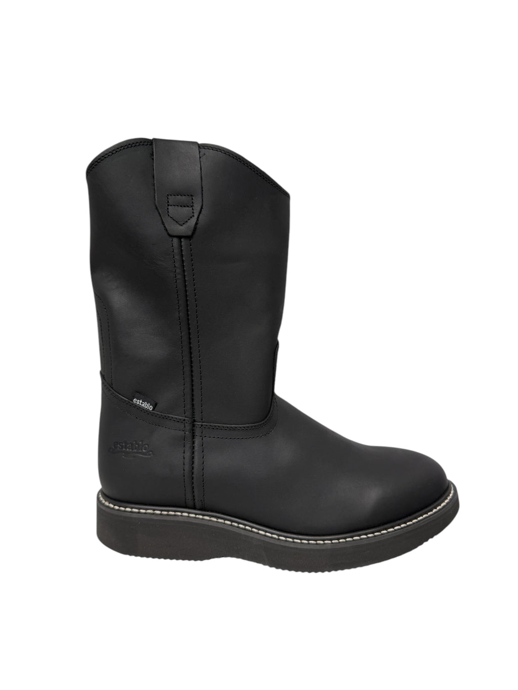 Establo Oiled Leather Black Pull Up Work Boot - 553-03