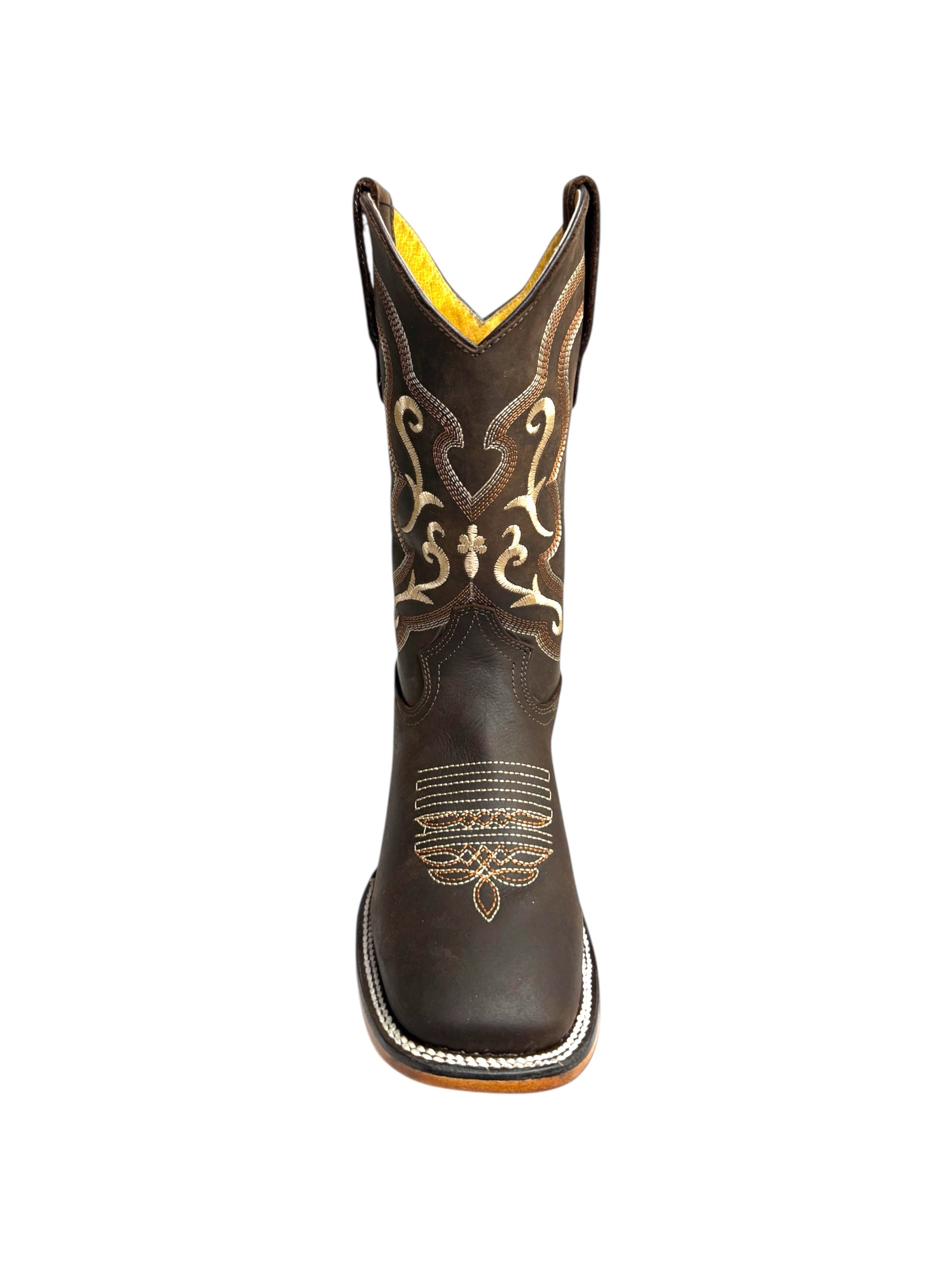 Potrillo Crazy Bovine Brown Square Toe Womens Boot - 422