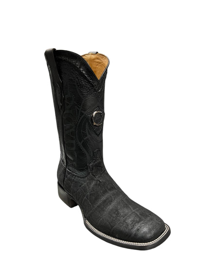 Cuadra Black Elephant Laser & Embroidery Square Toe - CU847