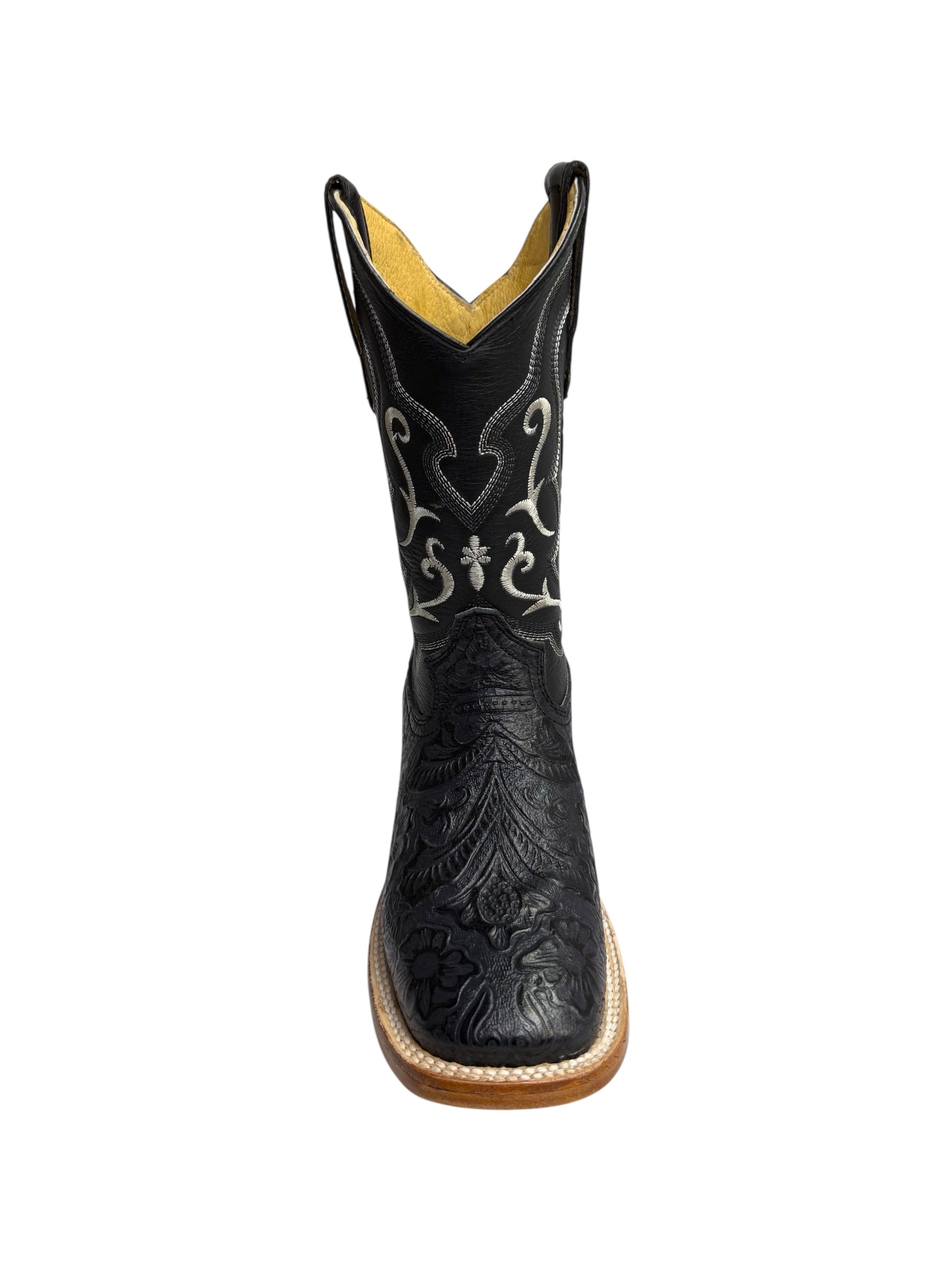 Potrillo Cincelada Black Square Toe Womens Boot - 408