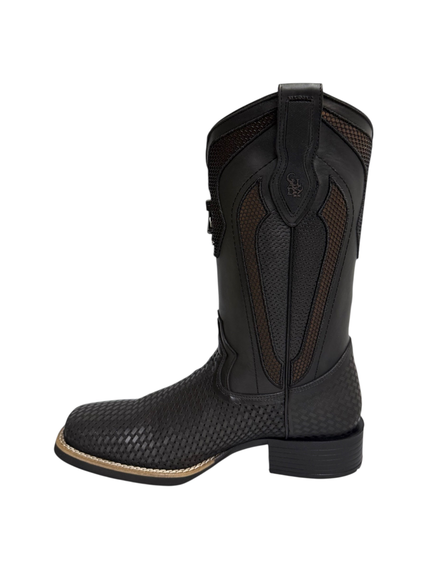 Cuadra FlexRider Oxford Black Embriodery & Laser Square Toe Boot - CU985