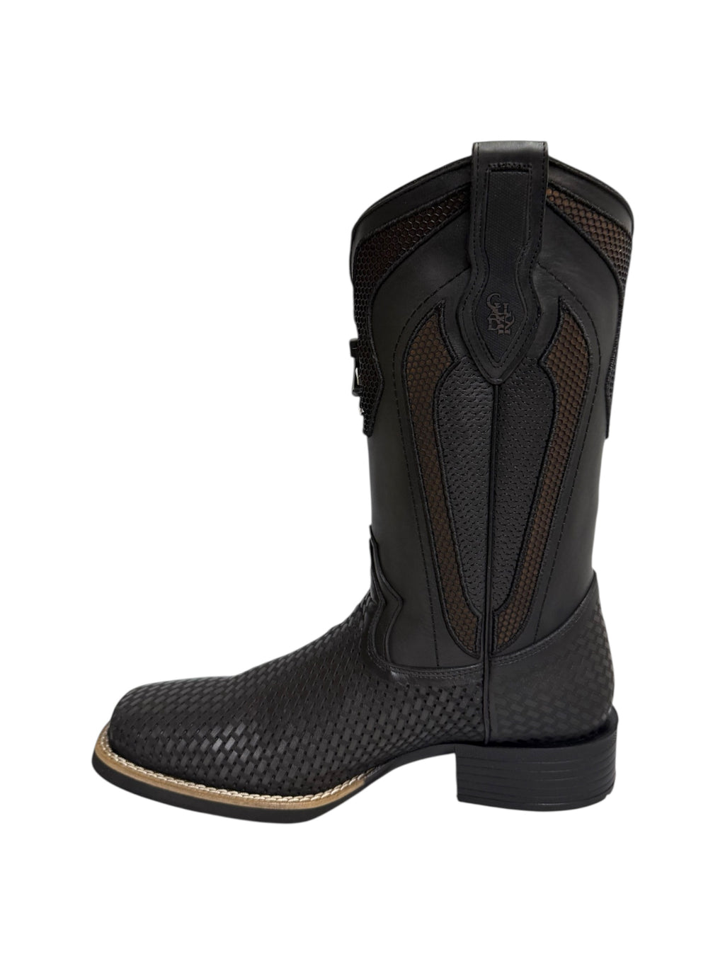Cuadra FlexRider Oxford Black Embriodery & Laser Square Toe Boot - CU985