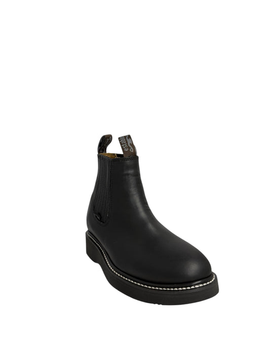 Establo Oiled Leather Black Ankle Work Boot - 551-03