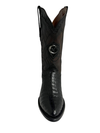 Cuadra Caiman Belly Plunge Black Round Toe - CU422