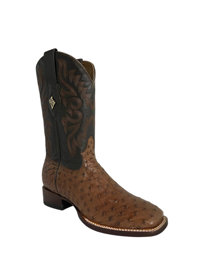 Red Diamond Ostrich Brown Square Toe