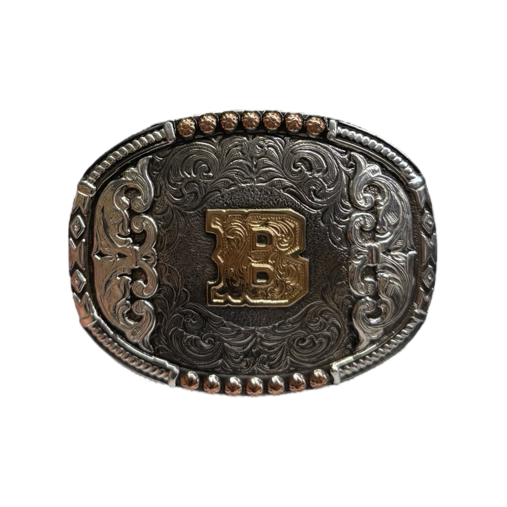 Crumrine Oval Buckle Tricolor Finish Initial A-H