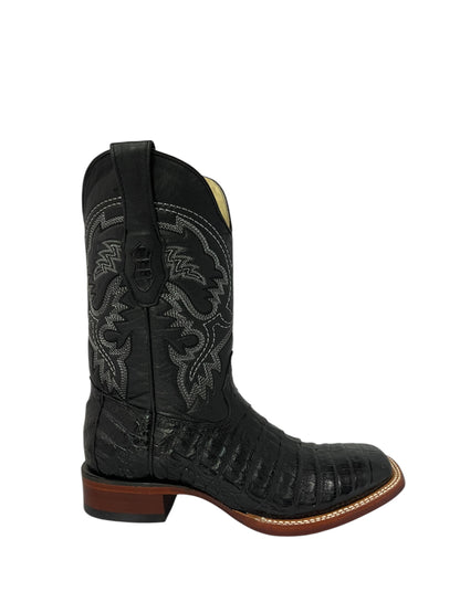 Los Altos Square Toe Caiman Belly Black - 8228205