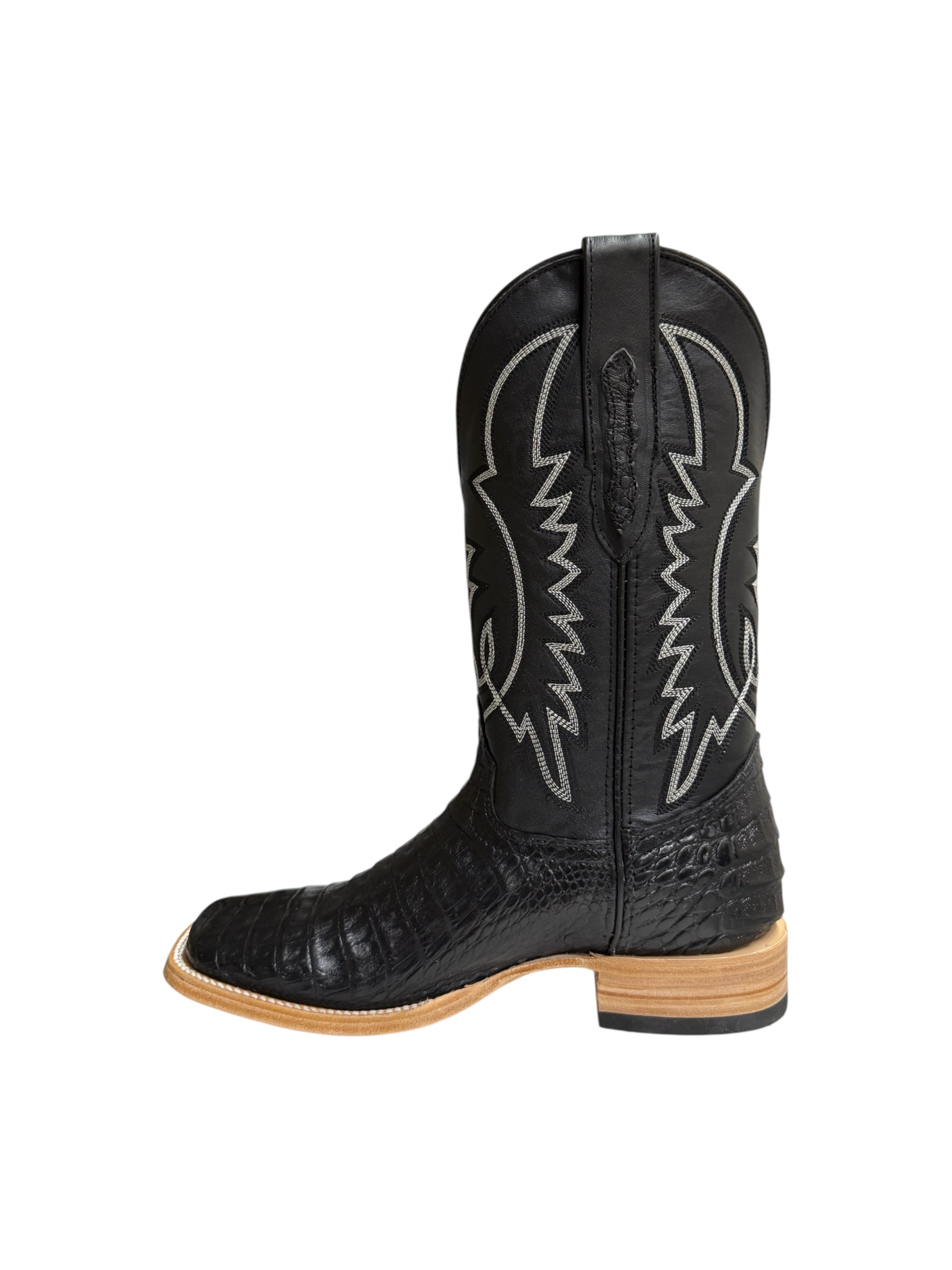 Ranchers Caiman Belly Black Square Toe Cowboy Boot