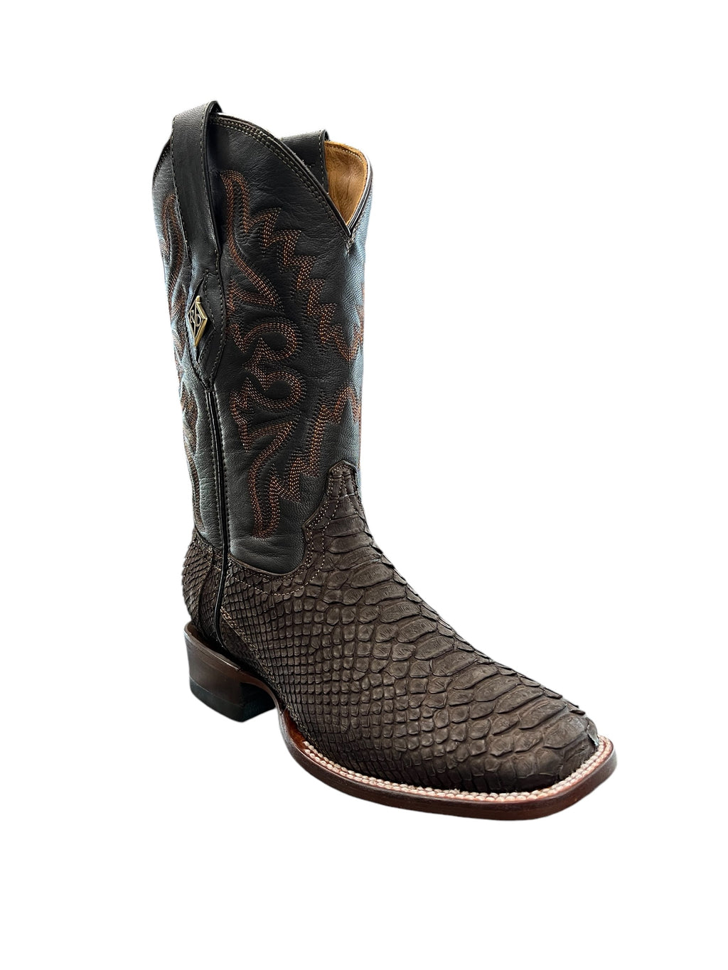 Red Diamond Square Toe Python Brown