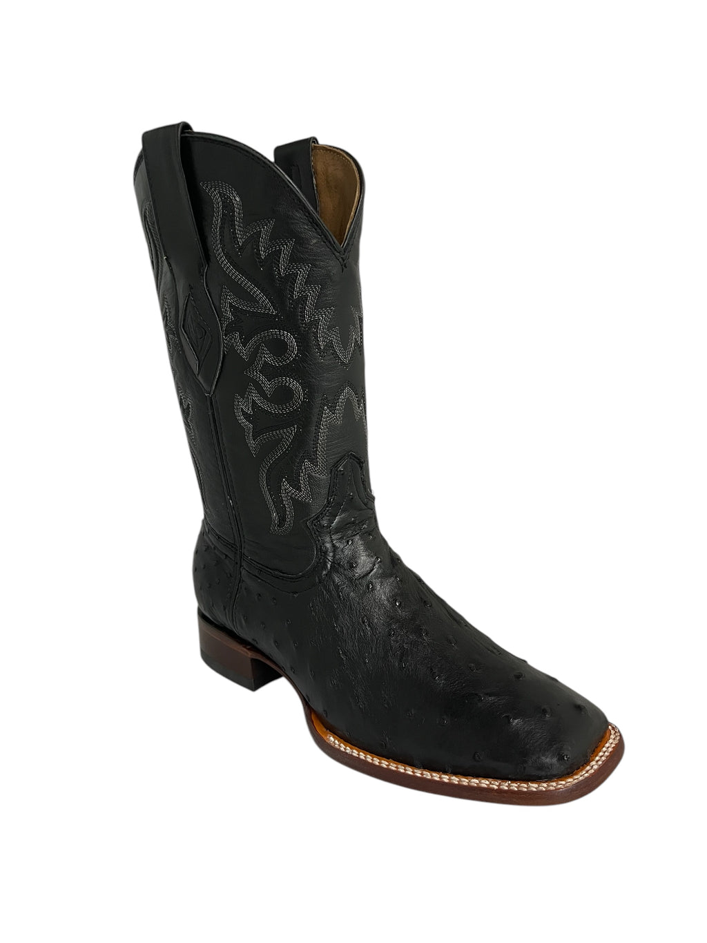 Red Diamond Ostrich Black Square Toe