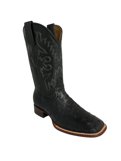 Red Diamond Ostrich Black Square Toe