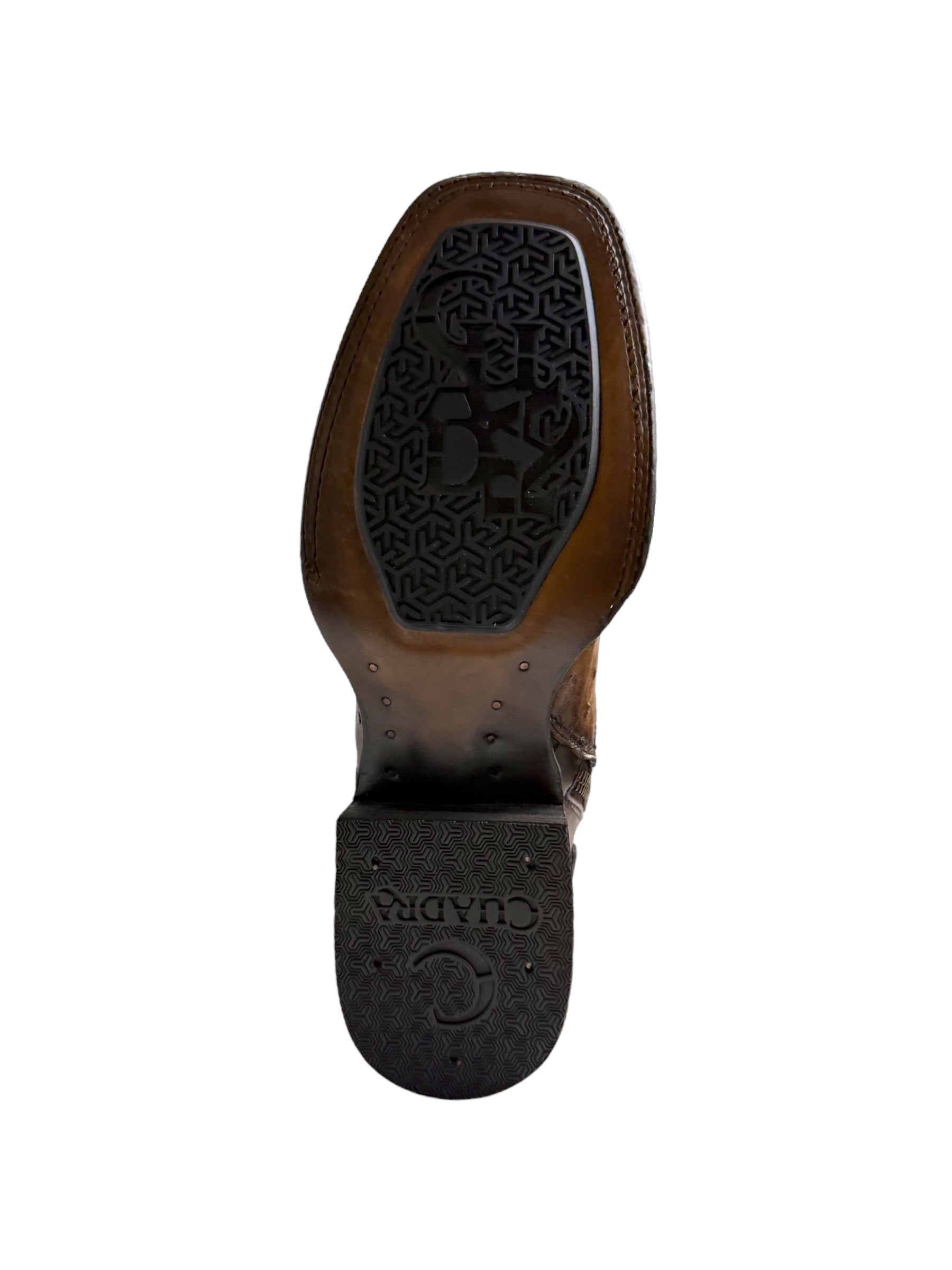 Cuadra Ostrich Lugano Brown Square Toe Zipper & Elastic Ankle Boot - CU889