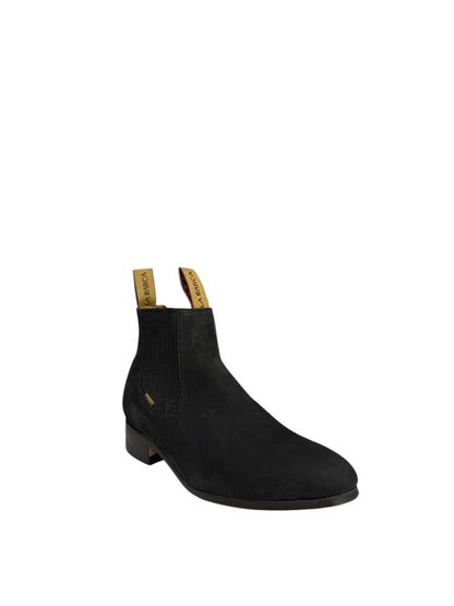 La Barca Suede Black Charro Ankle Boot - 500